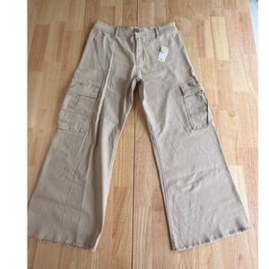 Women's Dex Super High Rise Culotte Cargo Wide Leg Pants Khaki 31